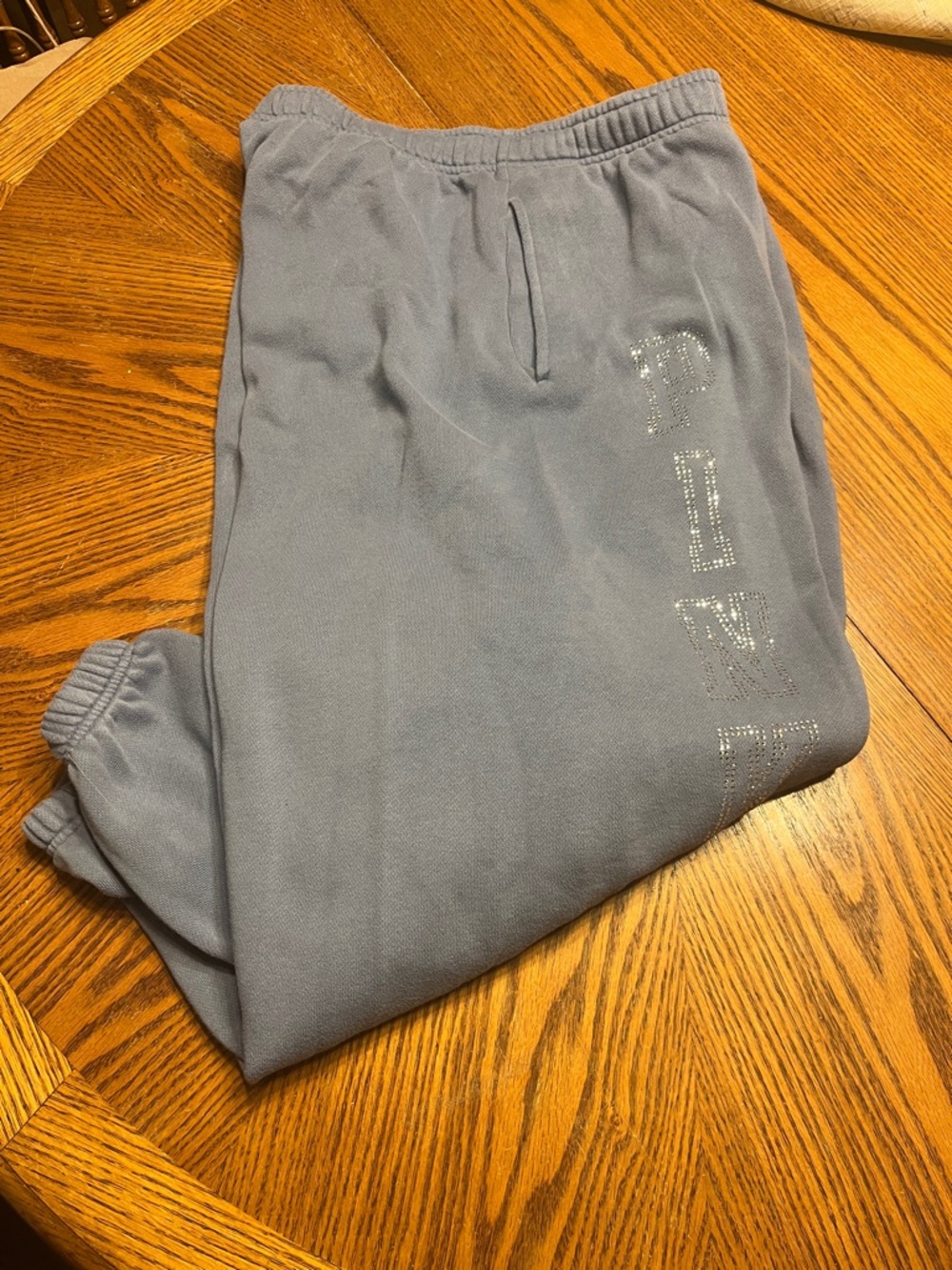 PINK women’s Light Blue Sweatpants with Embellished Side Logo